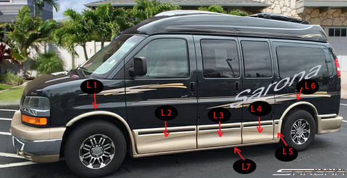 Custom Chevy Express Van  All Styles Side Skirts (2003 - 2024) - $1890.00 (Part #CH-025-SS)